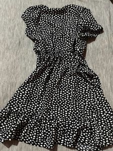 Black &amp; White Polka Dot Ruffle Dress