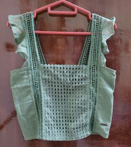 Roadster Green Crop Top