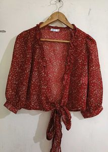 Red Floral Top/Shrug