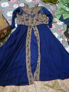Elegant Blue &amp; Gold Party Dress