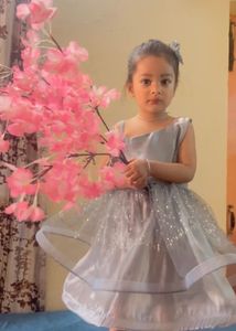 Grey Silver Sparkly Flower Girl Dress