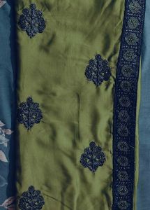 Elegant Green Embroidered Saree