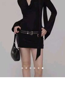 Chic Black Tie-Neck Dress