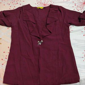 Burgundy Ruffled Top