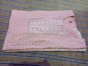 Peach Colour Chikenkari Kurti 🌼