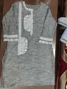 Grey Striped Kurta