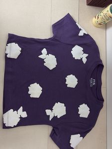 Purple Crop Top With White Floral