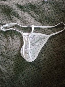 Men&#39;s White Lace G-string Thong
