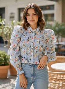 Floral Smocked Puff Sleeve Top
