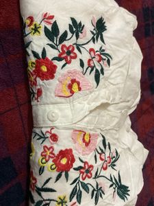 Floral Embroidered White Tunic