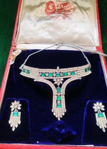 Green Stone Ad Diamond Studded Necklace