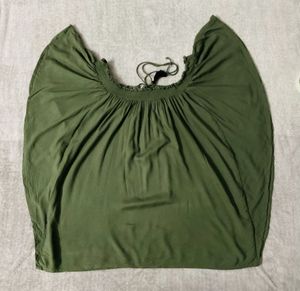 MAX - Olive Embroidered Peasant Top
