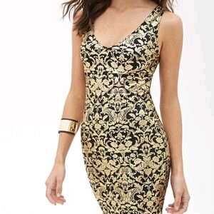 Golden Floral Dress