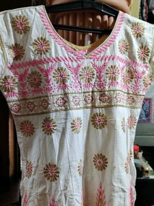White Embroidered Aline Kurta