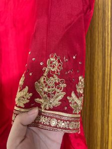 Red Embroidered Kurta Set