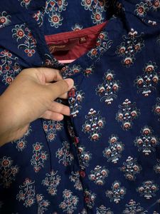 Rusr Dress with Blue Patterned Vest