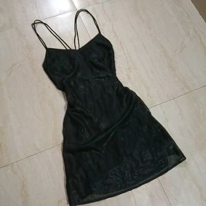 Black Metallic Mini Dress