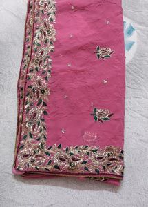 Heavy Pink Embroidered Sarre
