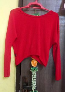 Red Lace-Trim Top