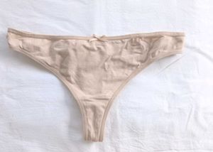 Beige Cotton Thong
