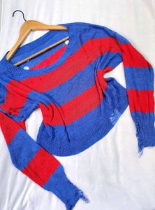 Y2k Oversized Distressed Pullover A