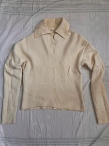 Creamy Knit Polo Sweater