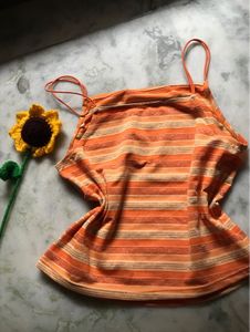 Orange Striped Tank Top