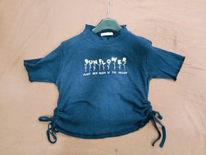 Casual Navy Blue Crop Top
