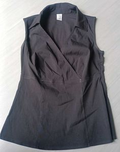 Black Sleeveless Surplice Top
