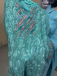 Threadwork Sea Green Kurta Set