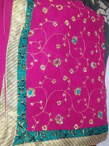 Pink Embroidered Saree.