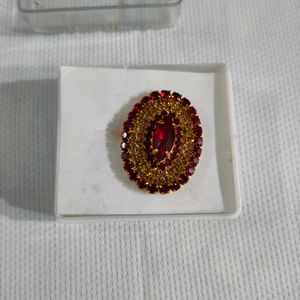 Red &amp; Golden Adjustable Ethnic Ring (Women&#39;s)