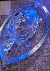 Vintage Glass Turtle Trinket Dish