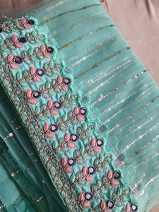 Light Sky Blue 🩵 Net Saree New With Blouse
