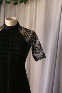 Black Lace Velvet Dress