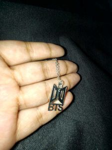 BTS Logo With Text And Rhinestone Pendant