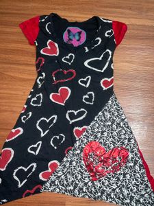 Heart Print y2k it girl long too or mini Dress