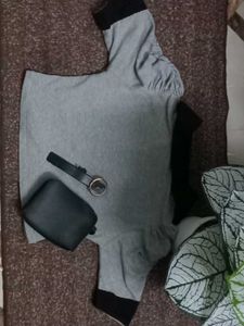 Grey &amp; Black Button-Up Cardigan