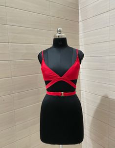 Shein Imported Padded Red Crisscross Party Bra Top