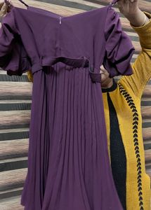 Elegant Purple Pleated Dress