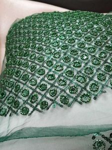 Elegant Green Embellished Fabric
