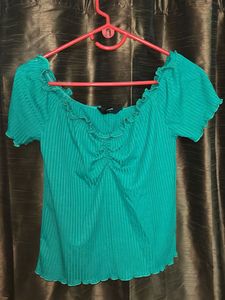 Cute Green Ruffle Top