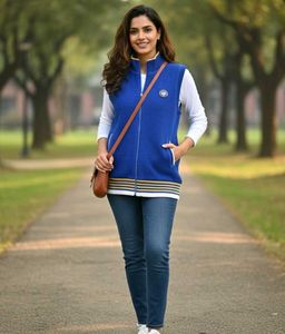 Stylish Blue Sleeveless Jacket