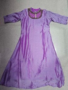 Jewel Neck Lavender Kurta