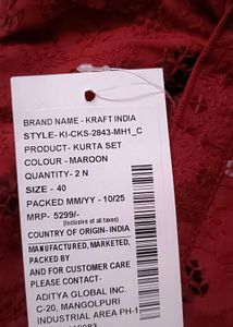 Kraft India Men Cotton Red And Blue Sequined Ku