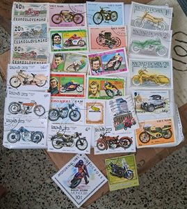 25 Motorcycle Bike Theme Stamps