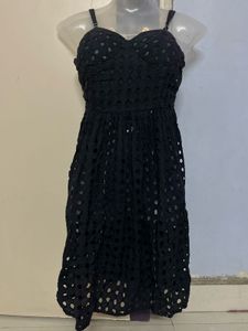 padded Black Eyelet Sundress with adjustable strip