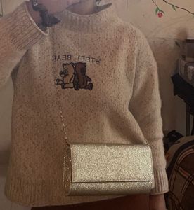 Sparkling Silver Clutch cum sling with chain👛