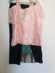Pink Floral Lace Top & trouser