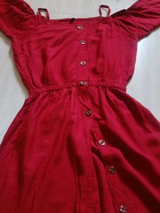 Red Off-Shoulder Kurti